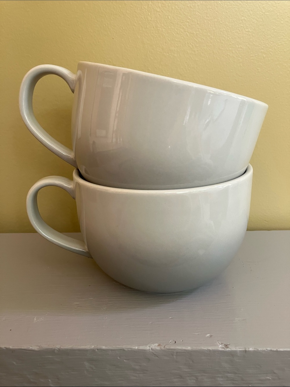 Oversized Grey and White Ceramic Mugs - Set of 2